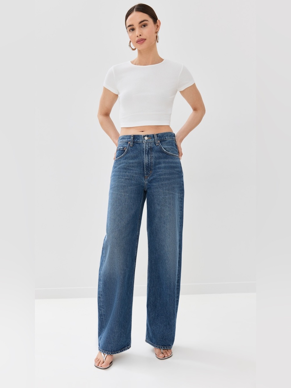 Agolde Wide-Leg High-Rise Jeans in Medium Blue Wash